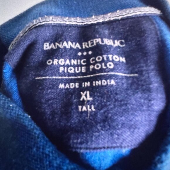 Banana Republic Men's Blue Heather Collared Short Sleeve Polo Shirt Size XL Tall - Picture 8 of 9